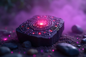 Ancient mystical stone with glowing, an Abstract Photo by Artonix