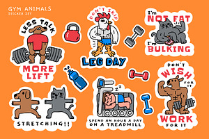 Gym Animals Sticker Set