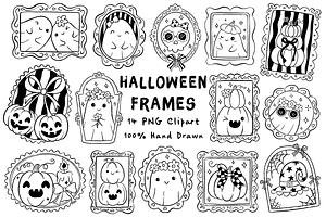Halloween Frames Doodle Line Art, a Seasonal Illustration by LemonDesign