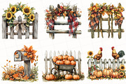 Watercolor Autumn Fence Clipart, an Illustration by OK Design (Thumbnail 2 of 5)