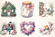 Cozy Romantic Spring Watercolor Clip, an Illustration by DreamArtGraphic (Thumbnail 2 of 4)