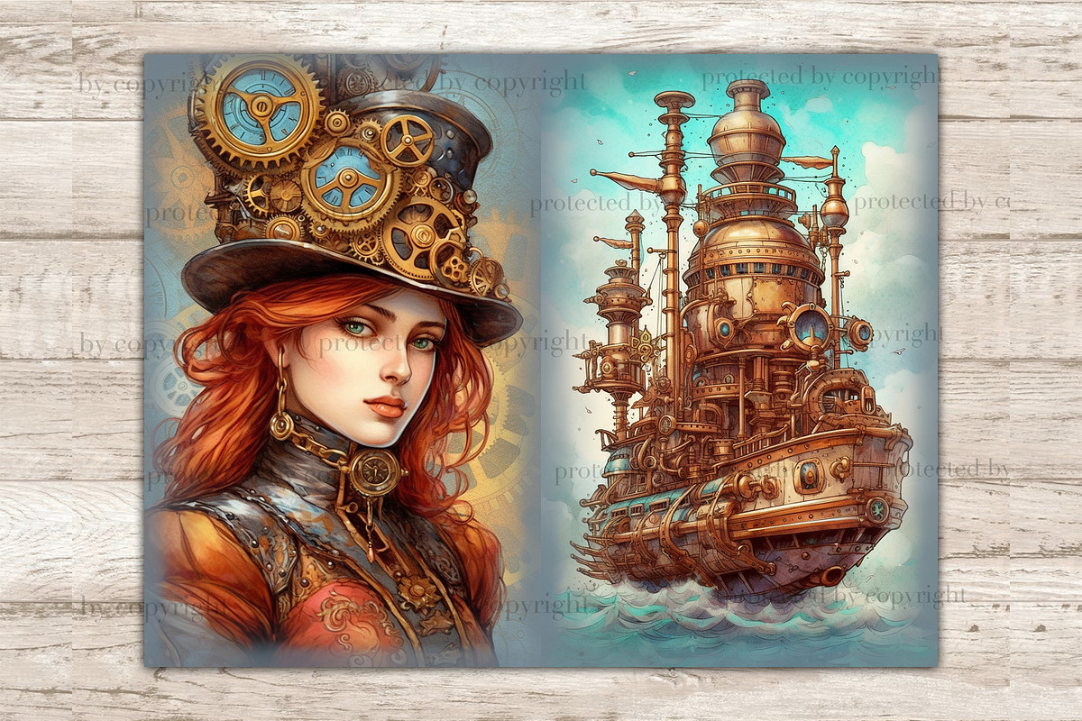 Steampunk Junk Journal Kit Ephemera, a Person Illustration by GlamArtZhanna (Photo 6 of 9)