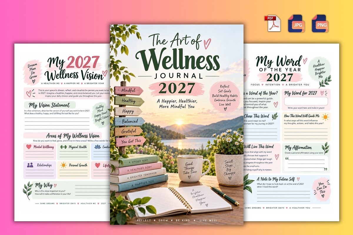 The Art of Wellness Journal 2027, a Stationery Template by Designmela01 (Photo 3 of 12)