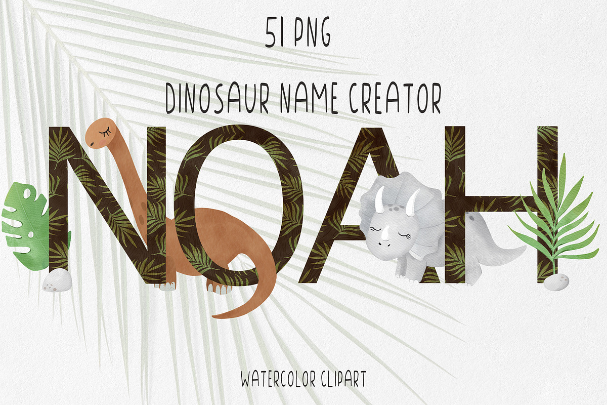 Watercolor dinosaur name creator PNG, an Illustration by SleptArt (Photo 1 of 5)