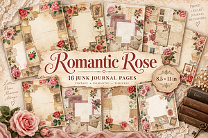 Romantic Rose Junk Journal Paper