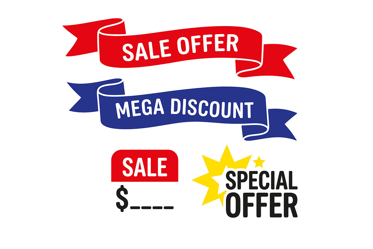 Discount tags & sale banner vector, an Object Graphic by zahidhossainalif (Photo 2 of 3)