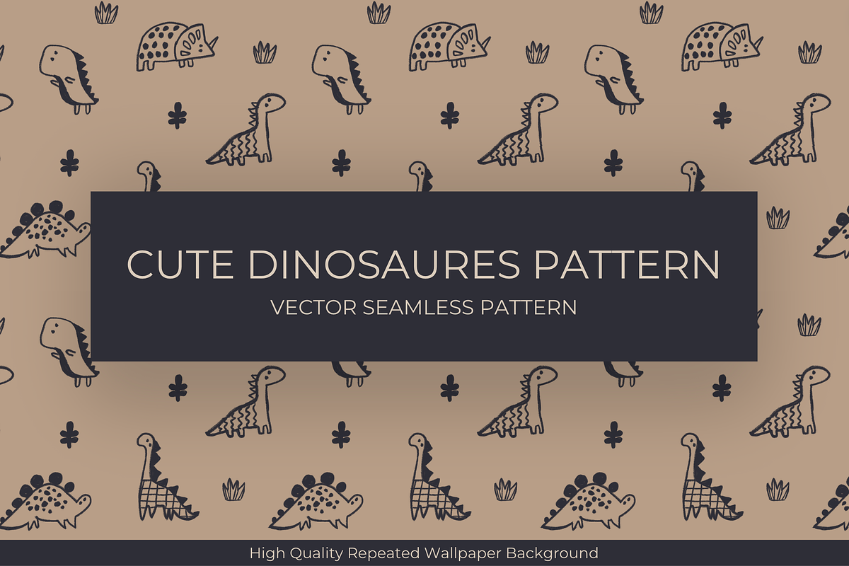 Cute Dinosaures Seamless Pattern, a Pattern Graphic by Marketello Studio (Photo 1 of 11)