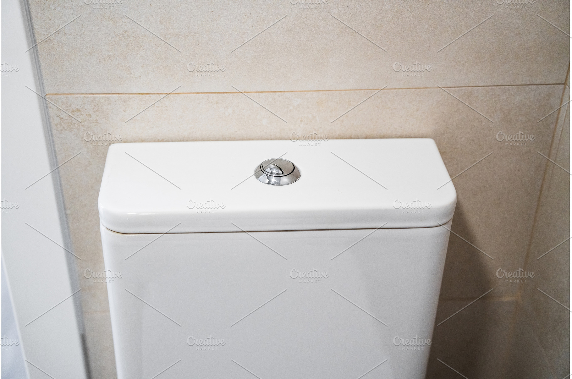 Modern toilet cistern with chrome, an Architecture Photo by volodymyrshtun13795