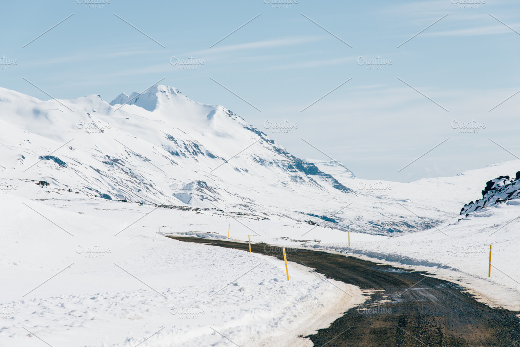 Mountain Road With Snow In Winter
