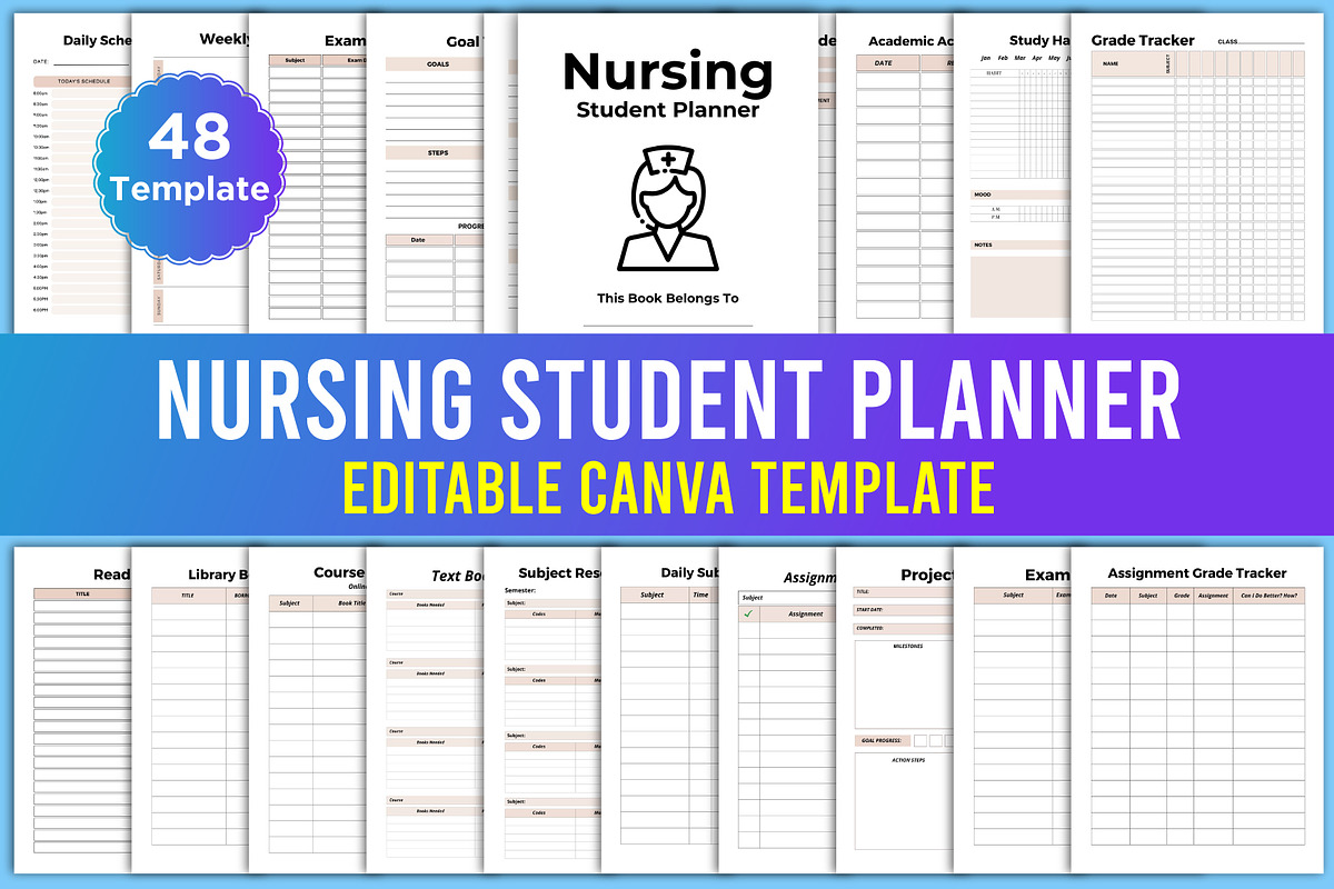 Editable Nursing Student Planner, a Stationery Template by Designmela01 (Photo 1 of 7)