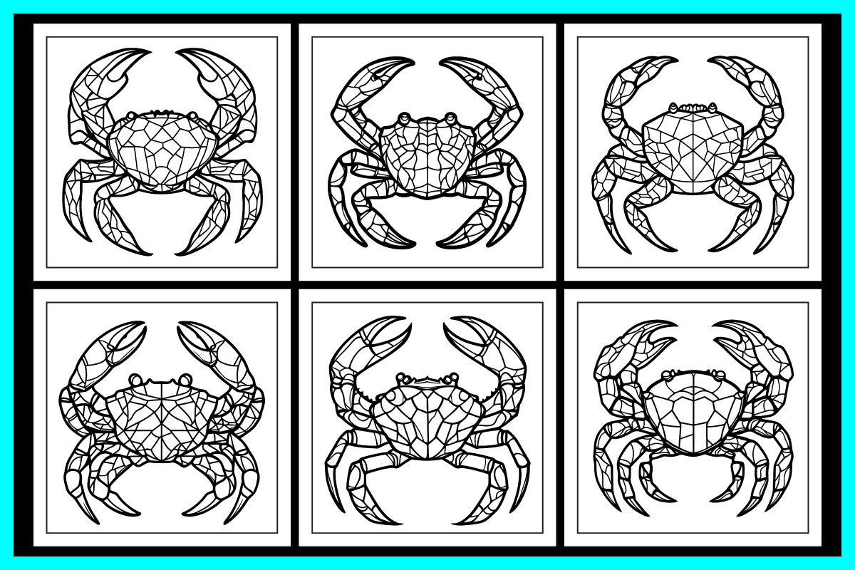 Stained Glass Crab Coloring Pages, an Animal Illustration by protabsorkar11 (Photo 2 of 6)