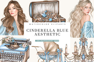 Cinderella Blue Aesthetic Clipart, a Seasonal Illustration by BusyDaydesign