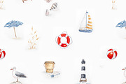 Seashore Pattern & Illustrations, a Pattern Graphic by MouseGrey (Thumbnail 8 of 8)