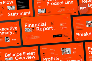 Orange Financial Report PPT, a Presentation Template by Aiyari Graphic