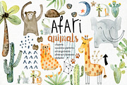 Watercolor safari clipart. Alphabet., an Animal Illustration by TaPilipa (Thumbnail 1 of 13)