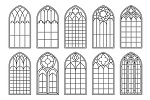 Gothic church glass windows, an Object Illustration by Vector Tradition