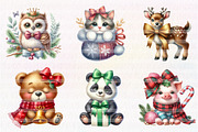 Cute Animal Christmas with Bow, an Illustration by CreationArt (Thumbnail 4 of 5)