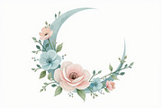 Floral Crescent Moon Watercolor Clip, a Graphic by Gaye Art (Thumbnail 4 of 17)