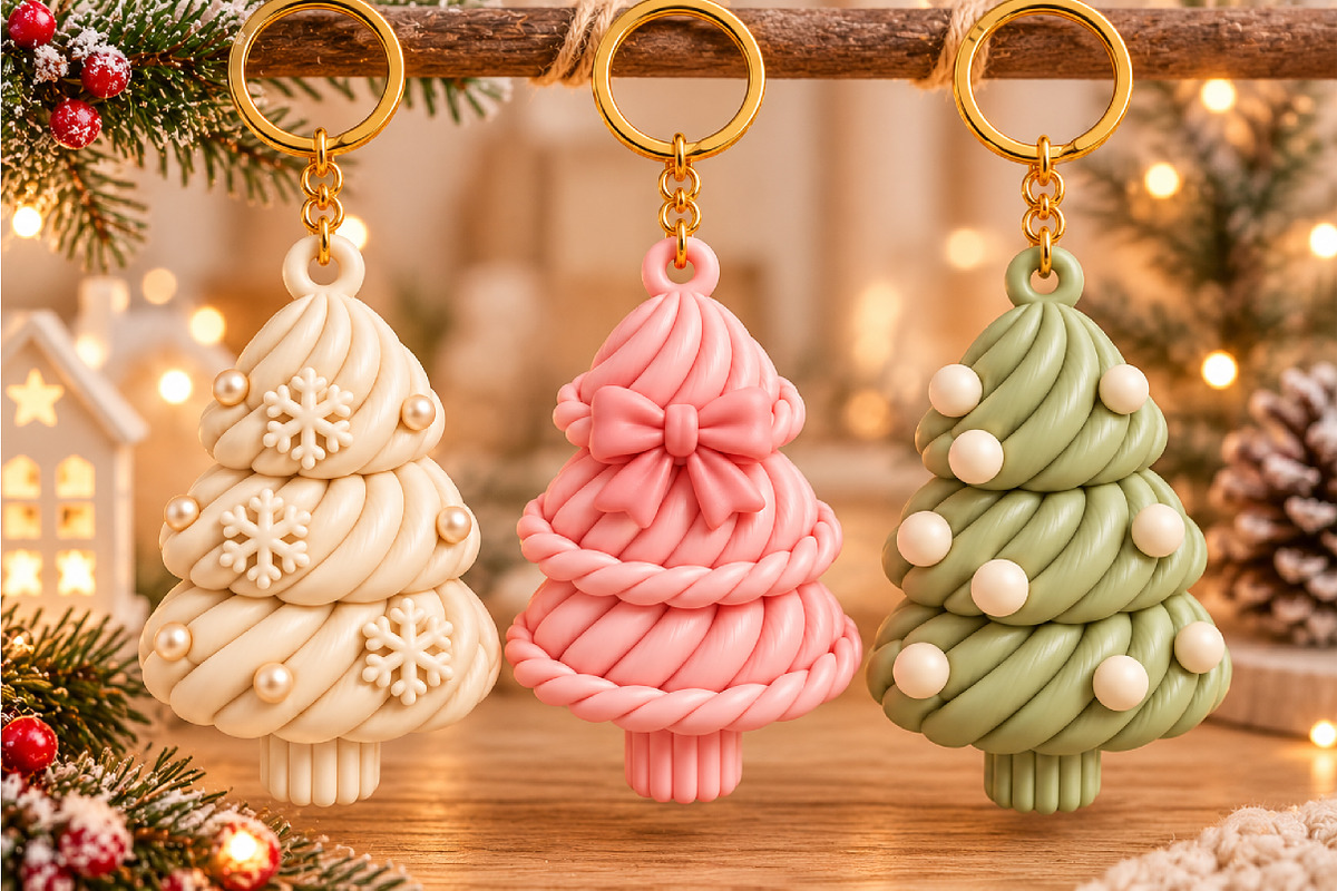 Christmas Tree Keyring 3D STL, an Object 3D Model by Layerology (Photo 3 of 4)