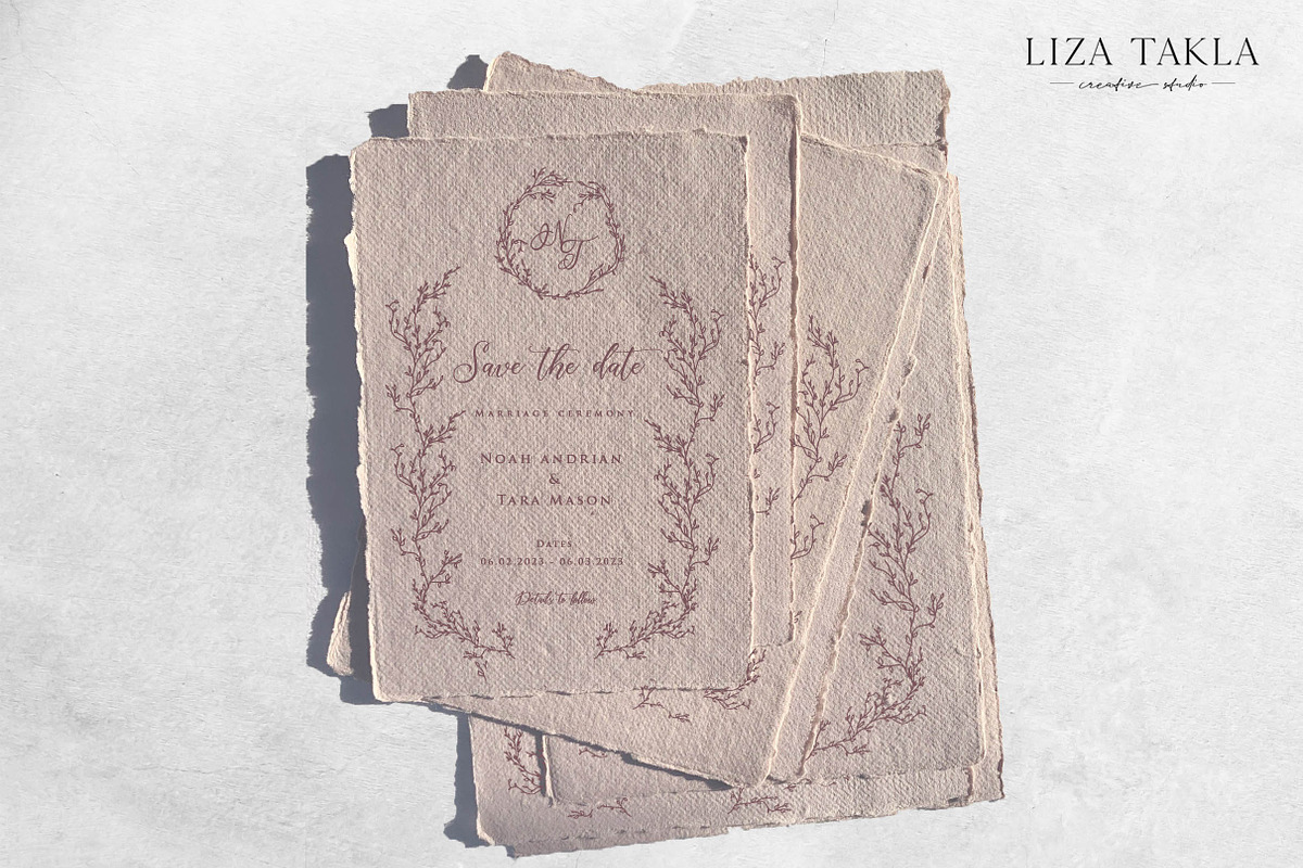 Powder Blush Weddding Invitations, a Stationery Template by Liza Takla (Photo 2 of 2)