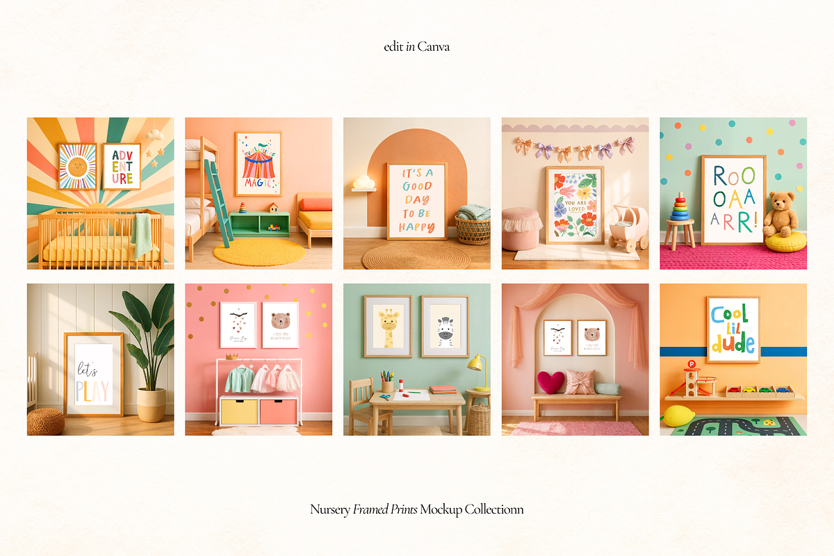 50 Kids Nursery Frame Canva Mockups, a Household Mockup by Matisse Studio (Photo 7 of 10)