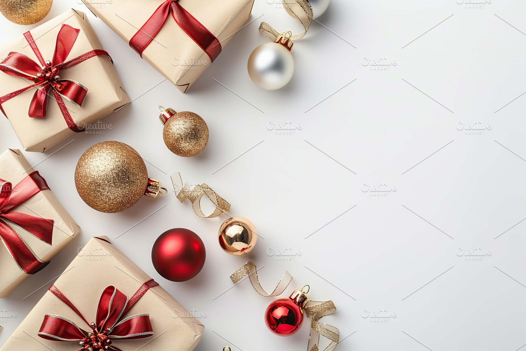Colorful christmas gift boxes with copyspace on white background, a Holiday Photo by AlyaAnd