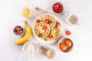 Healthy Gluten Free Banana Oats Waffles, a Food & Drink Photo by Rimma