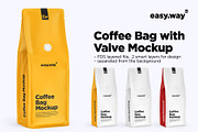 Coffee Bag with Valve PSD Mockup, a Packaging Mockup by easy.way (Thumbnail 1 of 6)