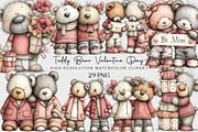 Teddy Bear Valentine Day Clipart, an Illustration by DreamCafeArt (Thumbnail 1 of 6)
