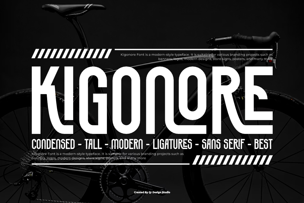 Kigonore - Tall Ligatures Font, a Sans Serif Font by QR Design Studio (Photo 1 of 8)