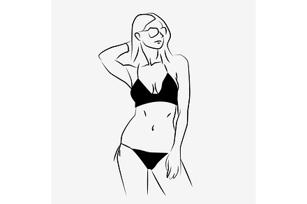 Young girl in bikini isolated