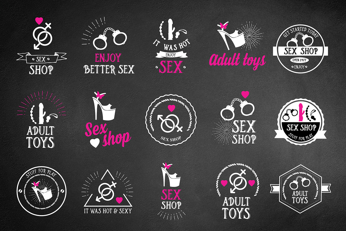 Set of vector sex shop icons, an Illustration by SpaceDuck
