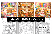 Cozy Friends Cute & Comfy Coloring, an Animal Illustration by Ink Gallery (Thumbnail 2 of 3)