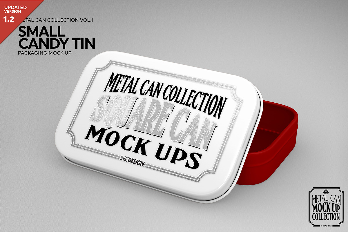 Small Candy Tin Packaging Mockup, a Cups & Container Mockup by INCDesign (Photo 1 of 5)