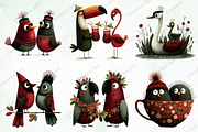Whimsical & Quirky Birds Clipart, an Illustration by Creative Art (Thumbnail 6 of 9)