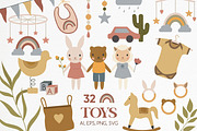 Bohemian Baby toys & clothes clipart, a Decorative Illustration by BrillCreateArt (Thumbnail 1 of 4)