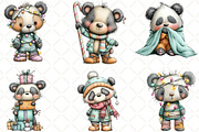 Whimsical Christmas Panda Clipart, an Animal Illustration by Black Bird Studio (Thumbnail 2 of 6)