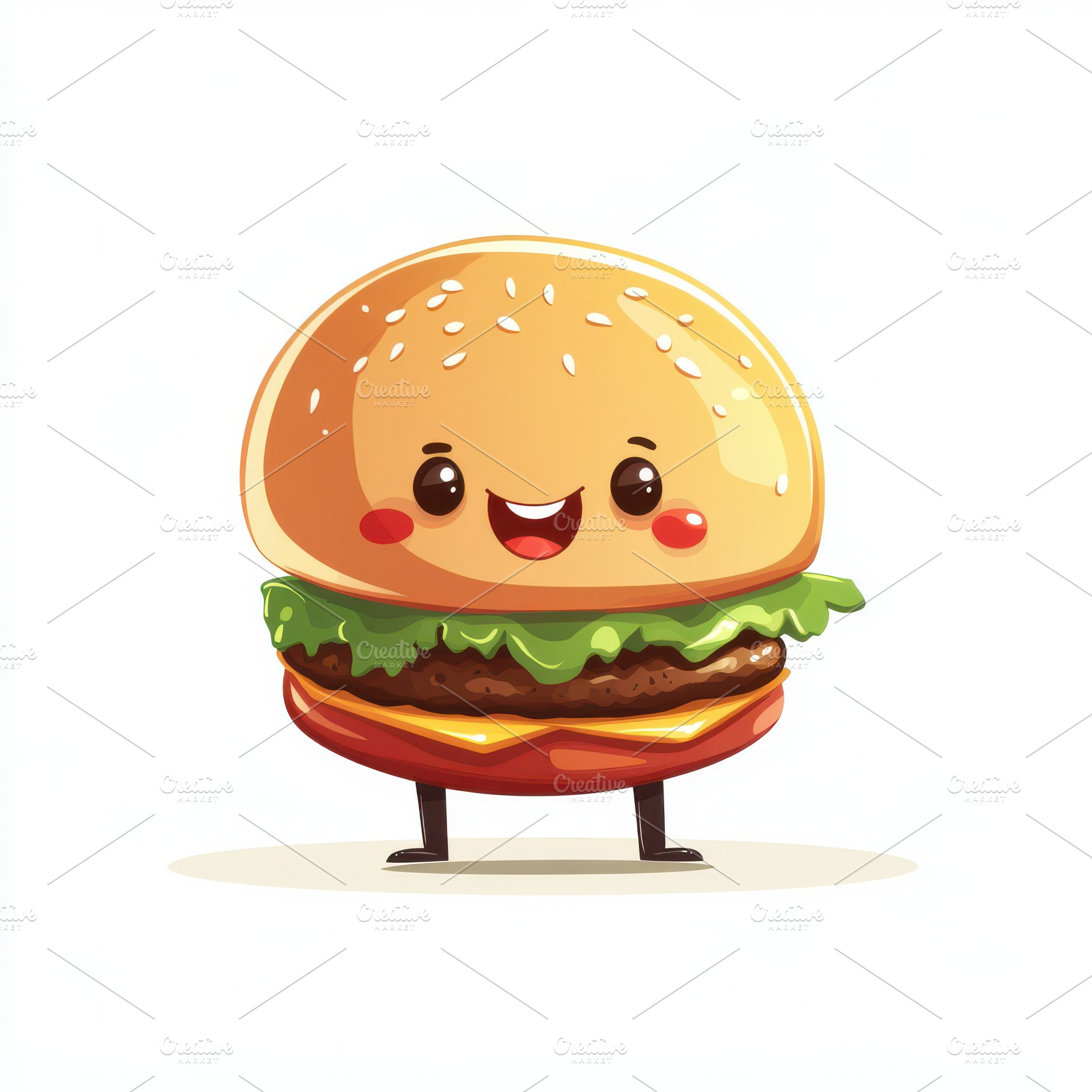 Cartoon Hamburger mascot hamburger m, a Food & Drink Photo by Pixeness Studio