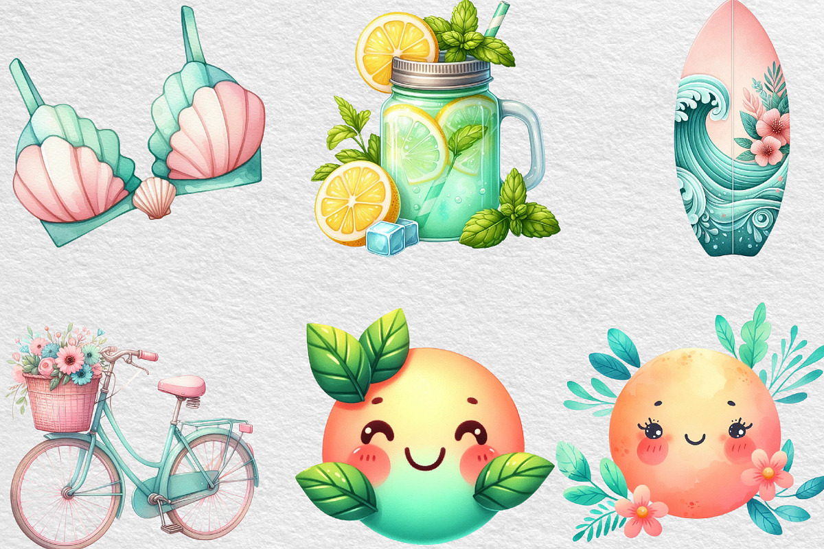 Watercolor Blush & Mint Summer, an Illustration by Black Bird Studio (Photo 2 of 6)