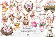 Pink Easter Bunny Clipart, an Illustration by Design Market (Thumbnail 1 of 5)