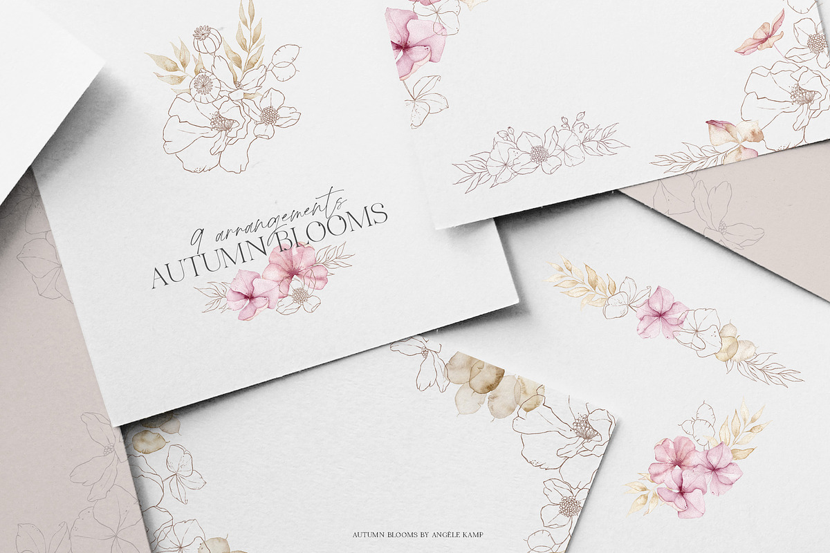 Autumn Blooms watercolor flowers, an Illustration by Angele Kamp (Photo 8 of 8)