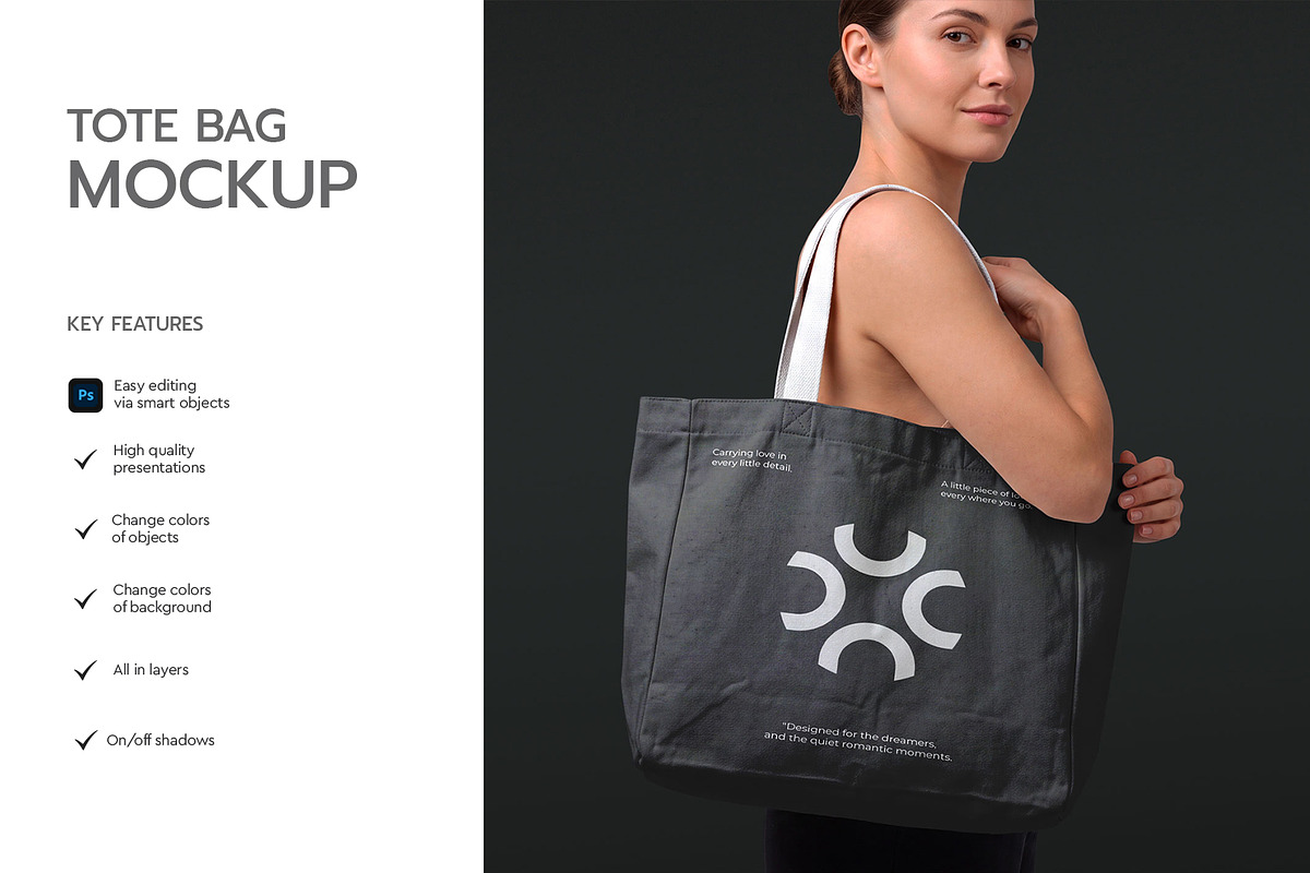 Woman Holding Tote Bag Mockup, a Merchandise Mockup by graphypix (Photo 2 of 4)