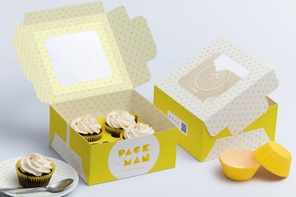 Four Cupcake Box Mockup 01, a Cups & Container Mockup by Ktyellow (Photo 1 of 3)