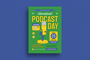 Podcast Day Event Flyer, a Flyer Template by VectorVactory