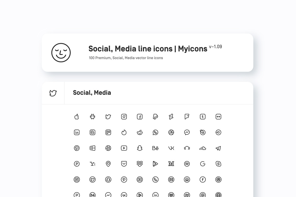 Premium Social Media Icons, an Outline Icon by Myicons (Photo 2 of 2)