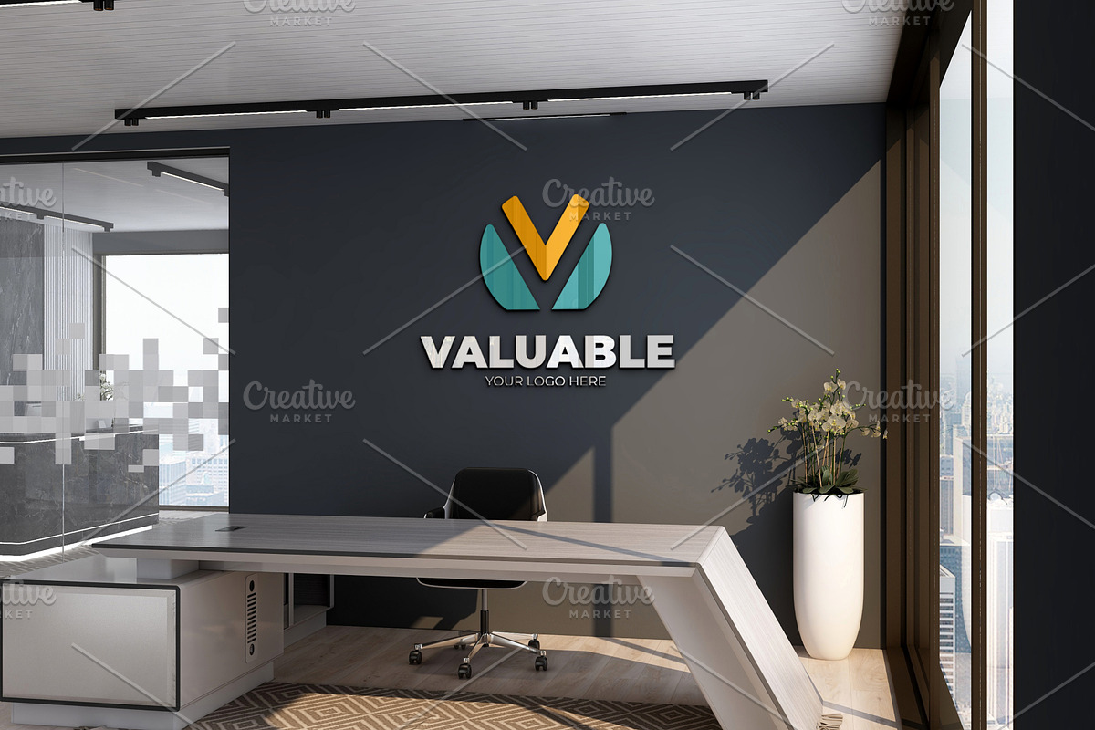 PSD Office Desk Room Wall Mockup, a Product Mockup by Ayy (Photo 11 of 16)