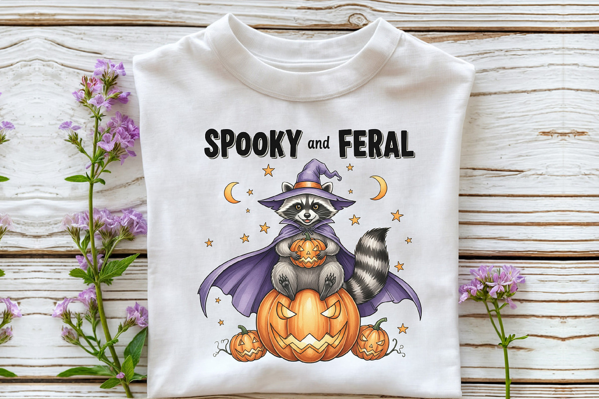 Spooky and Feral Raccoon PNG,Hallowe, an Illustration by DreamCafeArt (Photo 4 of 7)