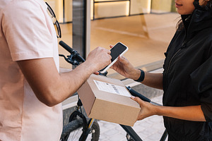 Young woman delivered a parcel, a Person Photo by Artem Varnitsin