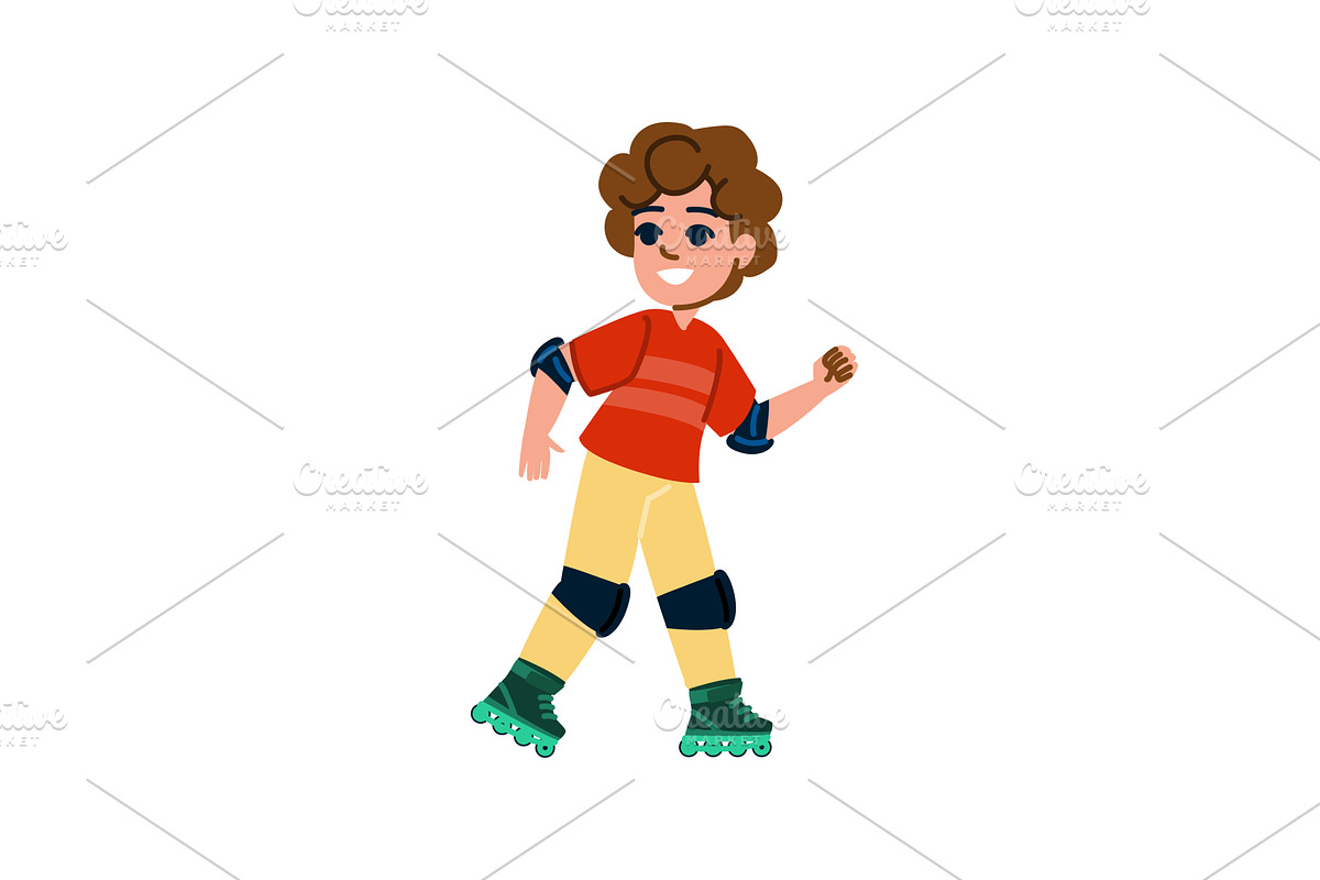 Boy wearing protective gear enjoys, a Sport Illustration by pikepicture