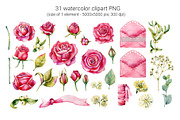 Red roses, floral watercolor set, an Illustration by Artmanata (Thumbnail 2 of 16)